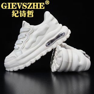 纪诗哲2026新款头层牛皮小白鞋时尚百搭真皮休闲鞋厚底潮鞋