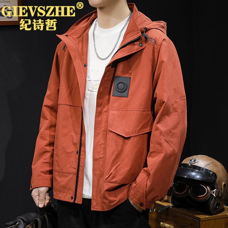 纪诗哲冲锋衣外套男秋季2024新款潮牌男装工装宽松大码男款夹克男