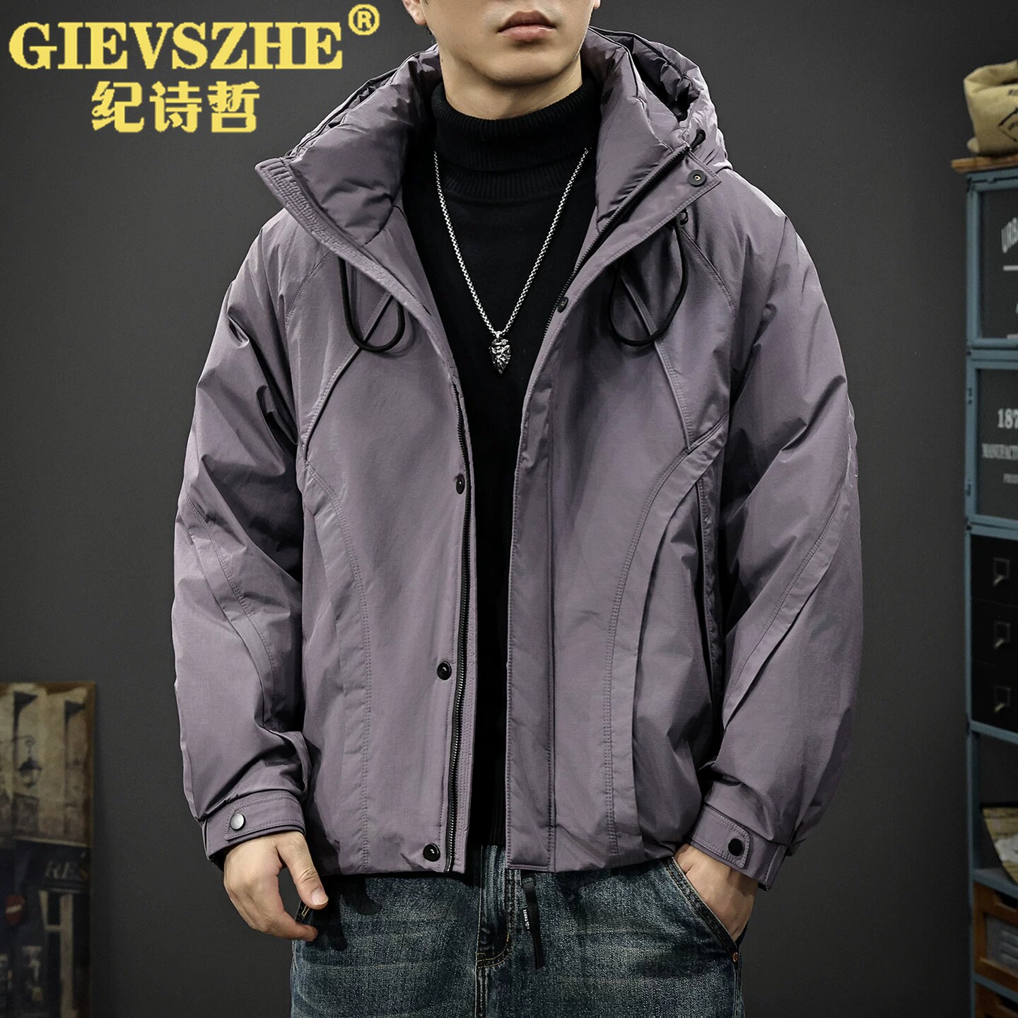 纪诗哲工装连帽户外冲锋羽绒服