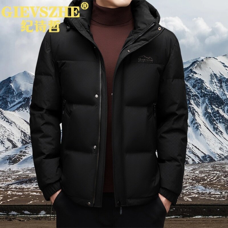 纪诗哲白鸭绒短款羽绒服外套男