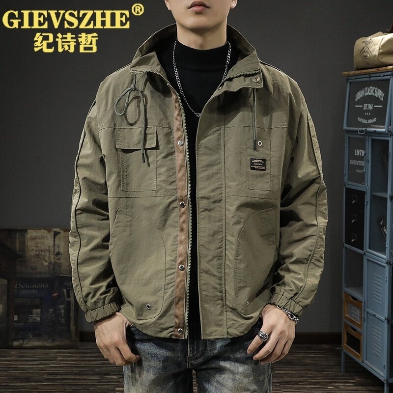 纪诗哲2025秋季新款潮牌户外防风冲锋衣休闲夹克男宽松大尺码外套