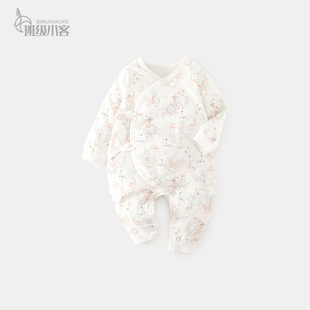 婴儿夹棉连体衣秋冬季 60g薄棉纯棉a类新生儿蝴蝶衣和尚服哈衣爬服