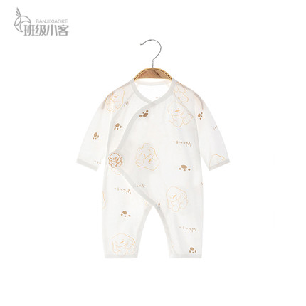 新生儿婴儿衣服春秋连体衣夏季薄款0一3月哈衣蝴蝶衣长袖宝宝夏天