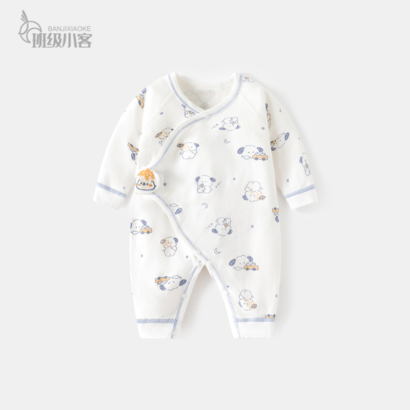 新生连体衣婴儿无骨哈衣秋冬纯棉初生和尚服爬服魔术贴宝宝衣服