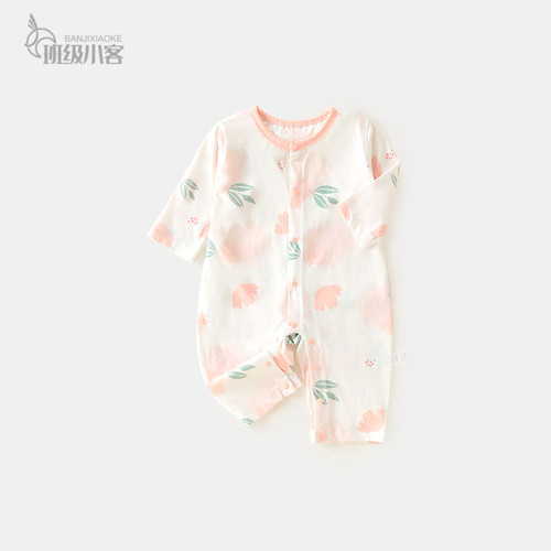 婴儿连体衣夏季衣服薄款6一12月新生婴儿衣服宝宝长袖空调服哈衣