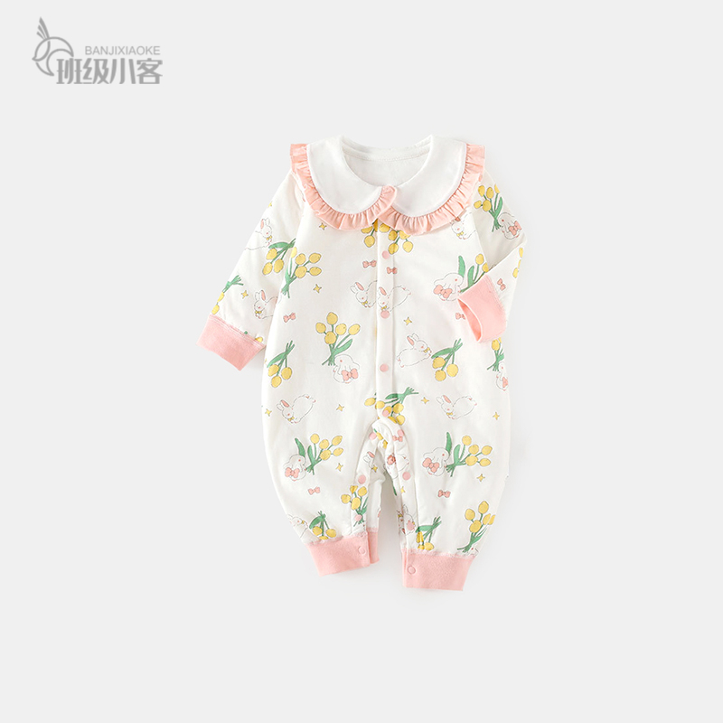 新生儿衣服婴儿连体衣薄棉秋冬季40g棉纯棉a类女宝宝外出超萌爬服