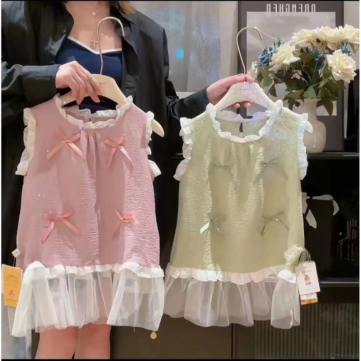 女童连衣裙新款无袖花边连衣公主裙夏季半身纱裙薄款女童中小童