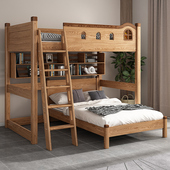 全实木交错式 上下铺双层床上小户型错位型互不干扰儿童高架子母床