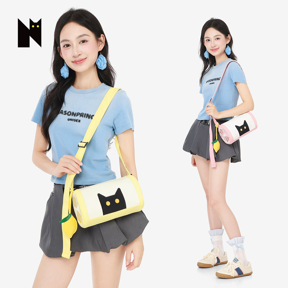 NOXXON2026小众超轻便单肩包通勤休闲圆筒腋下包女黄色包包斜挎包
