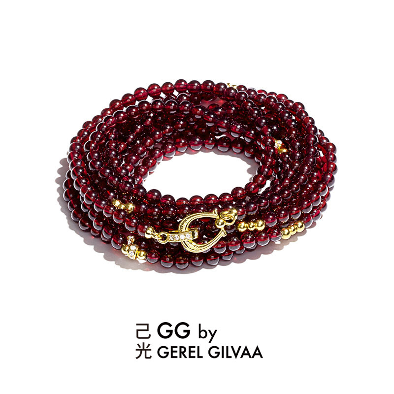 己光Gerel Gilvaa石榴石九圈设计师原创多用途项链手链脚链百搭饰