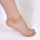 镶钻流苏铃铛脚链波西米亚风时尚 沙滩脚链手链水钻脚饰玫瑰金银色