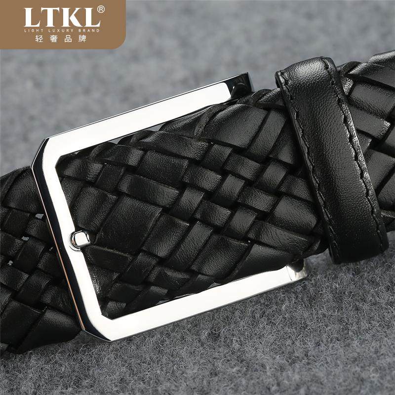 品牌头层牛皮编织皮带男士真皮手工编制腰带男时尚裤带韩版潮