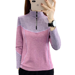 德绒长袖t恤女立领卫衣套头衫