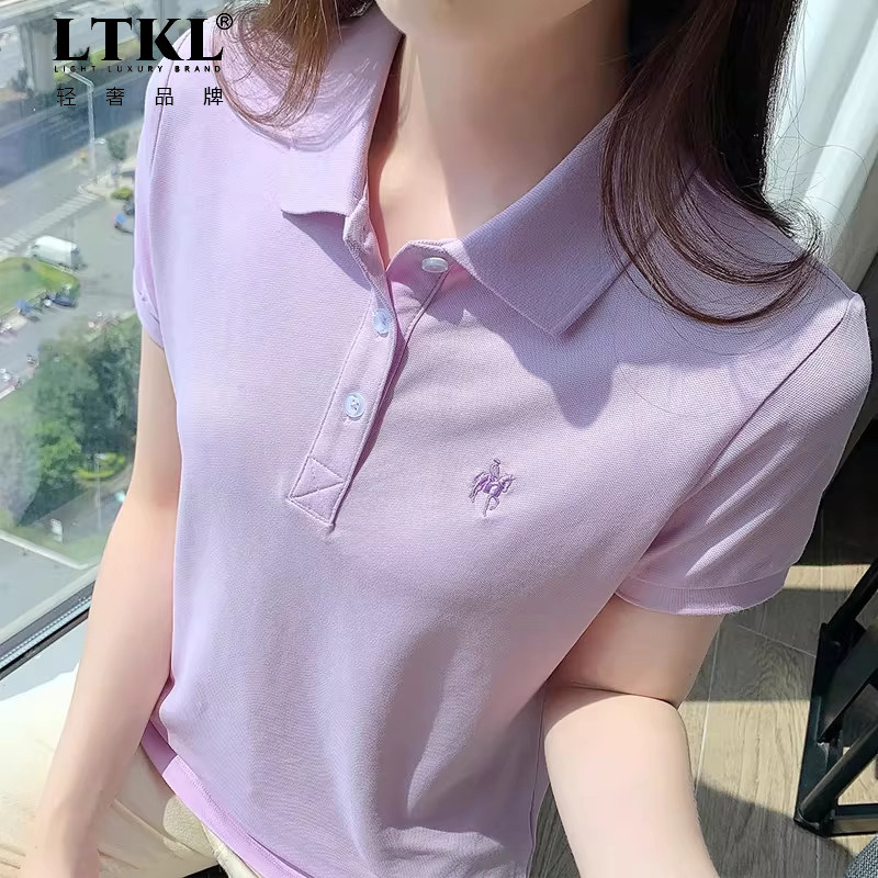 轻奢2026夏季新款纯棉女polo衫t恤短袖正肩百搭显瘦翻领半袖上衣