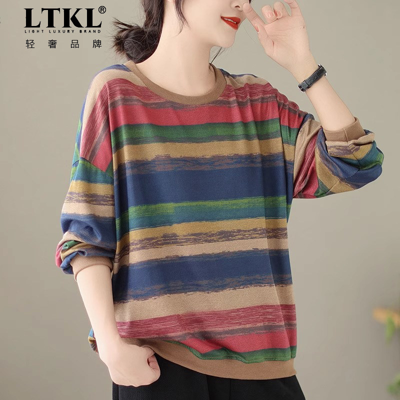 妈妈春装卫衣T恤长袖针织打底衫女款春秋款2025新款上衣大码