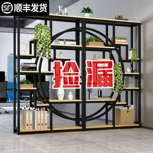 饰办公室花架绿植屏风架客厅展示架铁架隔板置物架 铁艺屏风隔断装