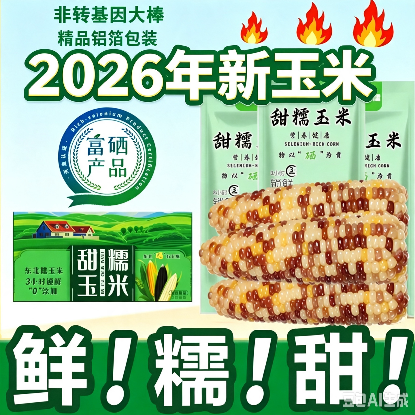 柳香韵糯花糯玉米2026年新玉米黄糯黑糯东北甜糯玉米粗粮苞米整箱