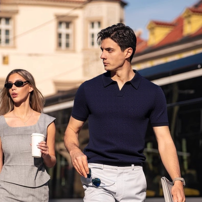 Gulots GolfMan 轻奢高级海鸥领夏季吸湿透气宽松短袖polo衫男款