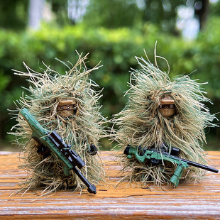 狙击手特种部队军事战争儿童玩具士兵拼装积木人仔狙击枪吉利服