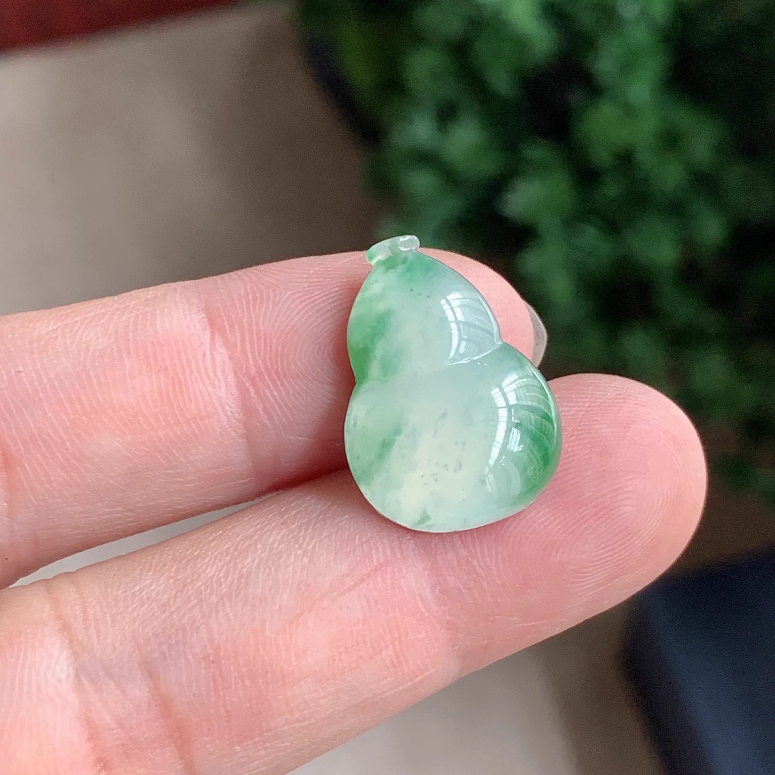 缅甸老坑冰种翡翠飘绿花葫芦吊坠镶嵌件飘花福禄玉葫芦天然a货