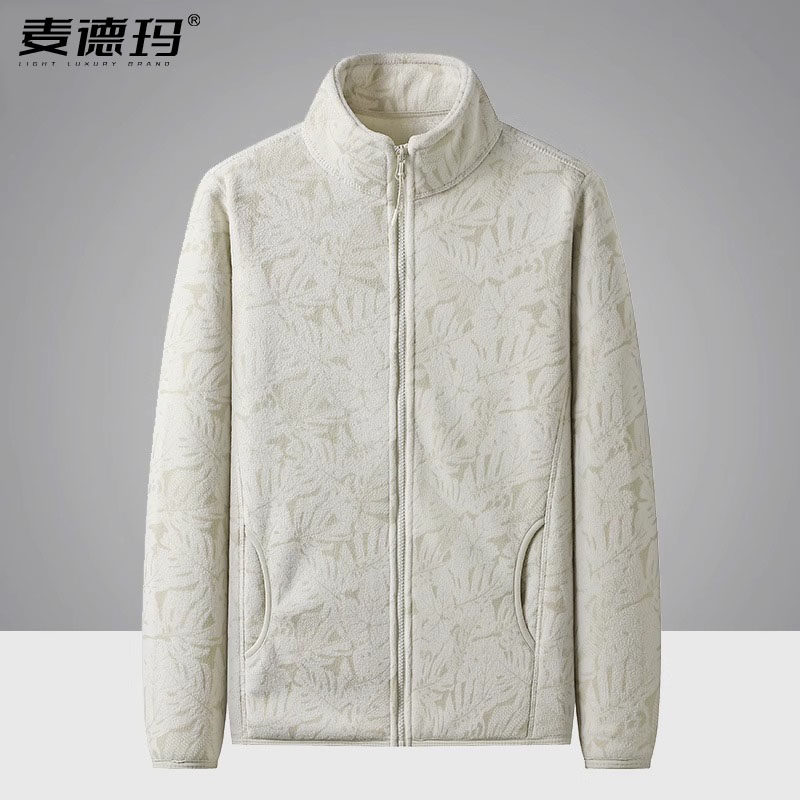 2024抓绒衣开衫卫衣中年男新款加厚摇粒绒外套冬季冲锋衣内胆男