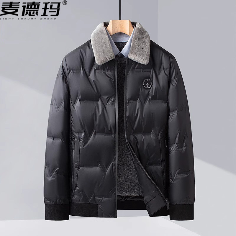 时尚毛领羽绒服男轻薄保暖短款