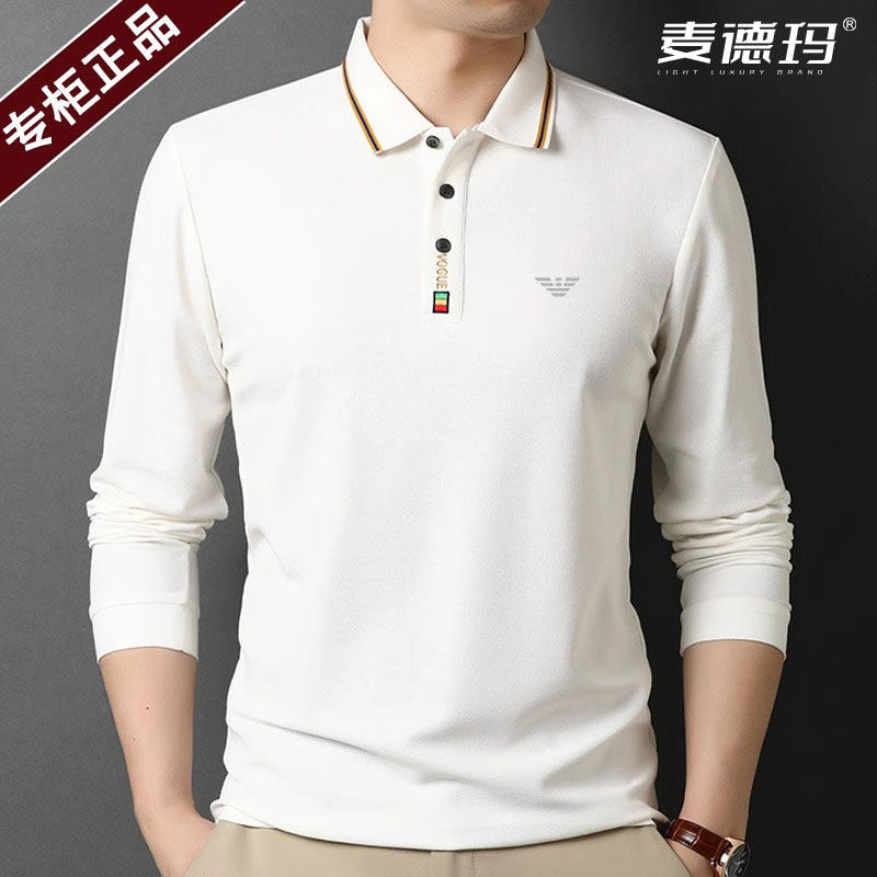2025春季男士长袖t恤秋季新款休闲polo衫翻领时尚潮流男装上衣