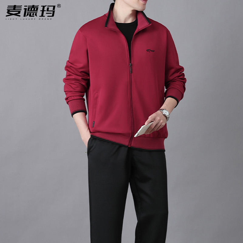 中老年运动套装男深蓝卫衣休闲服