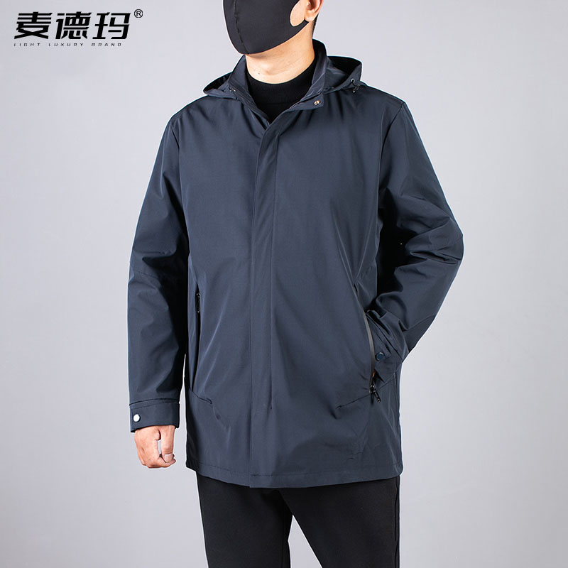 春秋中长款大码男士防风风衣