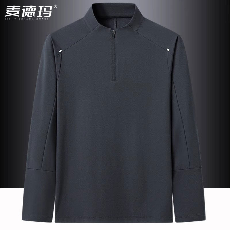 男士立领半拉链卫衣春秋薄款速干弹力运动长袖t恤套头打底衫上衣