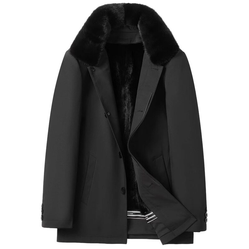 水貂整貂内胆皮毛一体派克服男