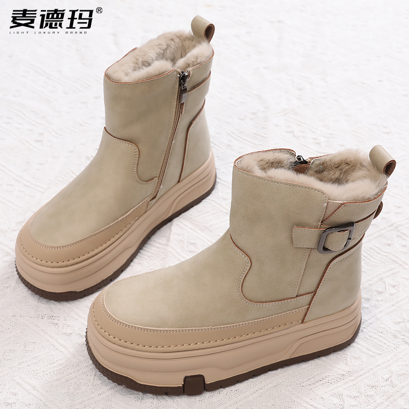 冬季新款雪地靴加绒保暖防滑短靴