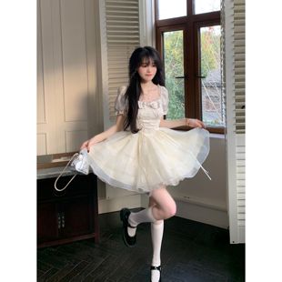 甜美公主风蝴蝶结欧根纱短款 Blovelan清风铃兰 连衣裙蓬蓬裙女夏