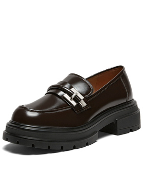 【40码】百思图春季英伦学院风乐福鞋女百搭小皮鞋单鞋TFW40AA4