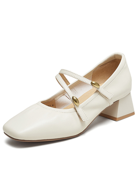 【41码】百思图2025秋季新款玛丽珍鞋法式方头浅口女单鞋C5911CQ5