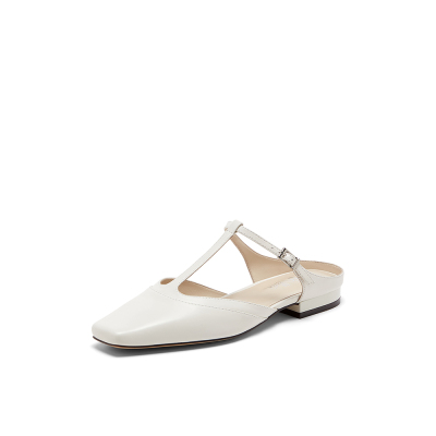 妙丽方头平底舒适穆勒凉鞋拖鞋