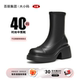 牛皮时尚 通勤靴子 女鞋 新款 40码 中筒靴百丽集团品牌合集时尚