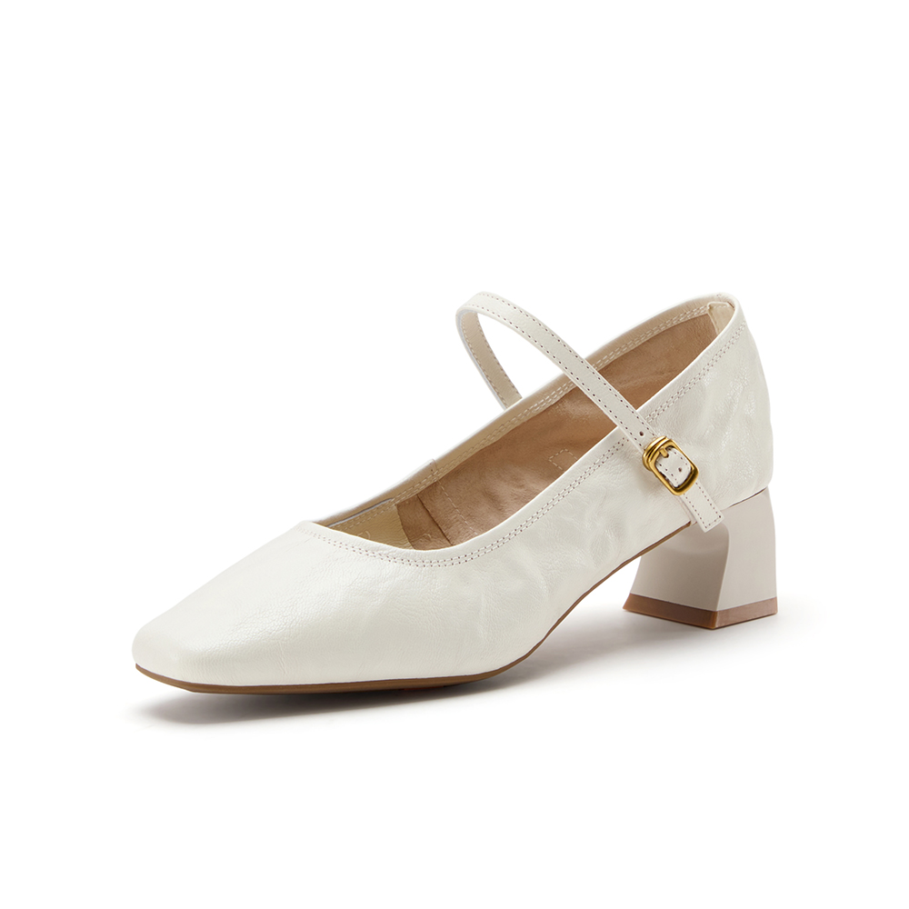 Bata羊皮书玛丽珍单鞋复古软底女