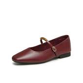 方跟女单鞋 M1015AQ5 新款 简约方头玛丽珍鞋 40码 百思图2025春季