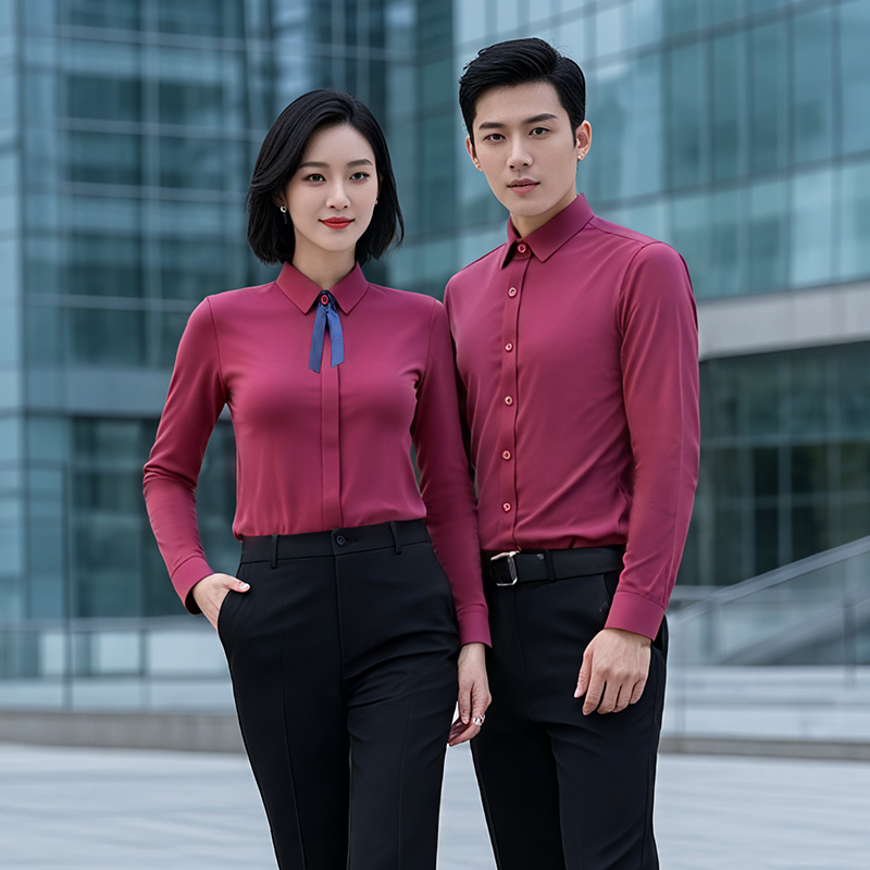 雅戈尔白色衬衫女长袖工装职业衫