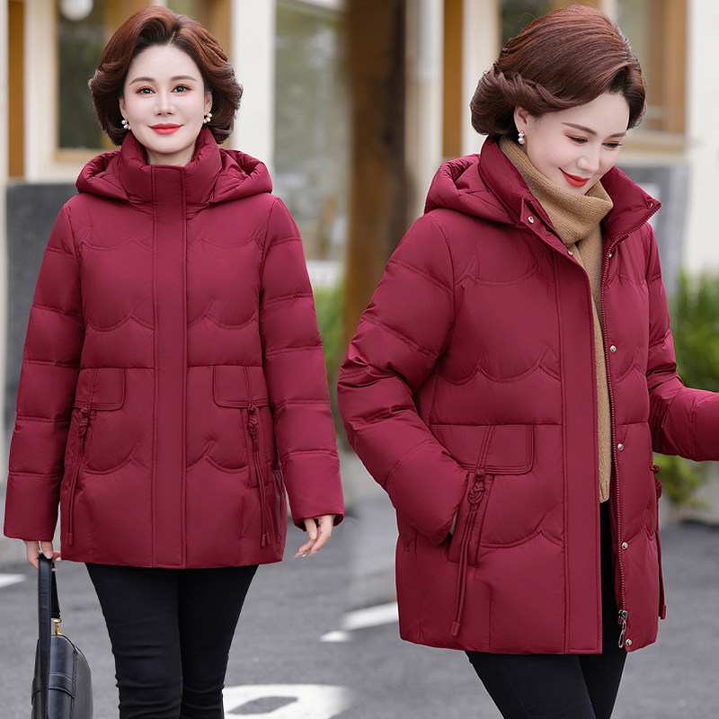 雅鹿中老年女加厚保暖羽绒服外套