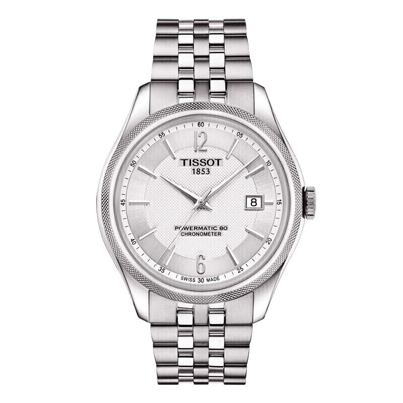 瑞士天梭手表宝环系列简约商务日历天文台钢带自动机械男士腕表