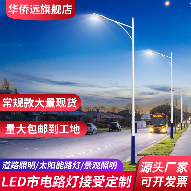 市政工程LED路灯220V6米8米10米户外防水超亮新农村高杆市电路灯