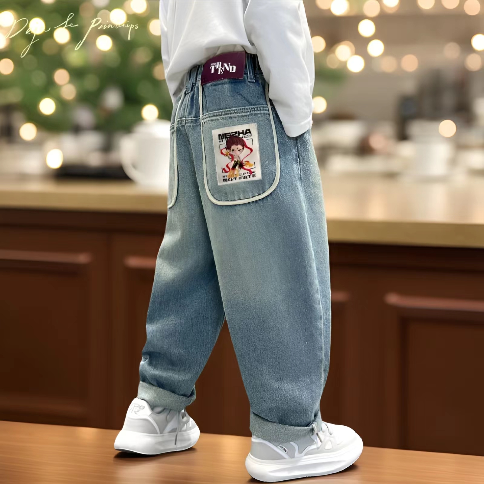 小黄鸭布咚男童牛仔裤春秋款