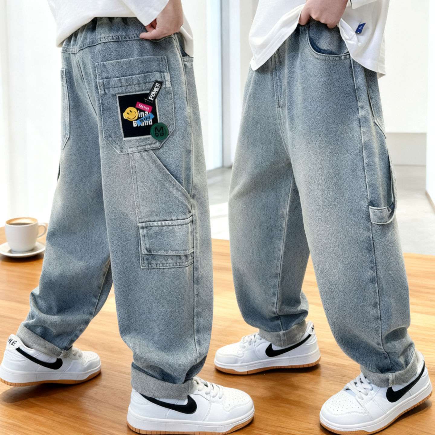 男童牛仔裤春秋款工装裤潮牌