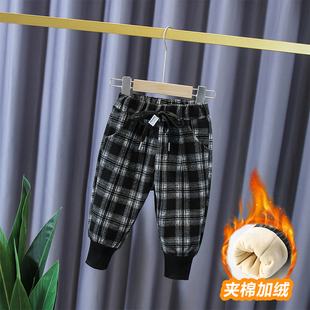 男童格子条子款 保暖百搭潮裤 棉裤 新款 2025冬季 小黄鸭布咚儿童时尚