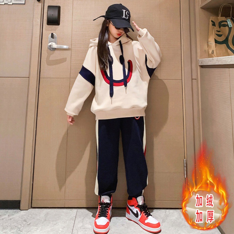 小黄鸭童装女童套装秋冬季新款韩版洋气卫衣中大童女孩运动两件套