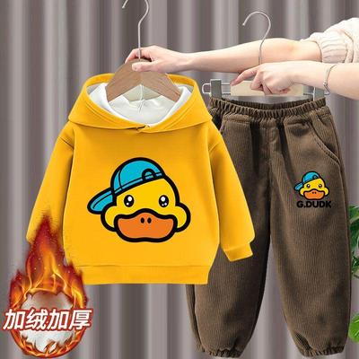 儿童加绒连帽卫衣套装24新款