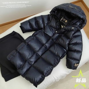 新款儿童羽绒棉服长款加厚冬季过膝男女童面包中大童黑金短款鸭绒