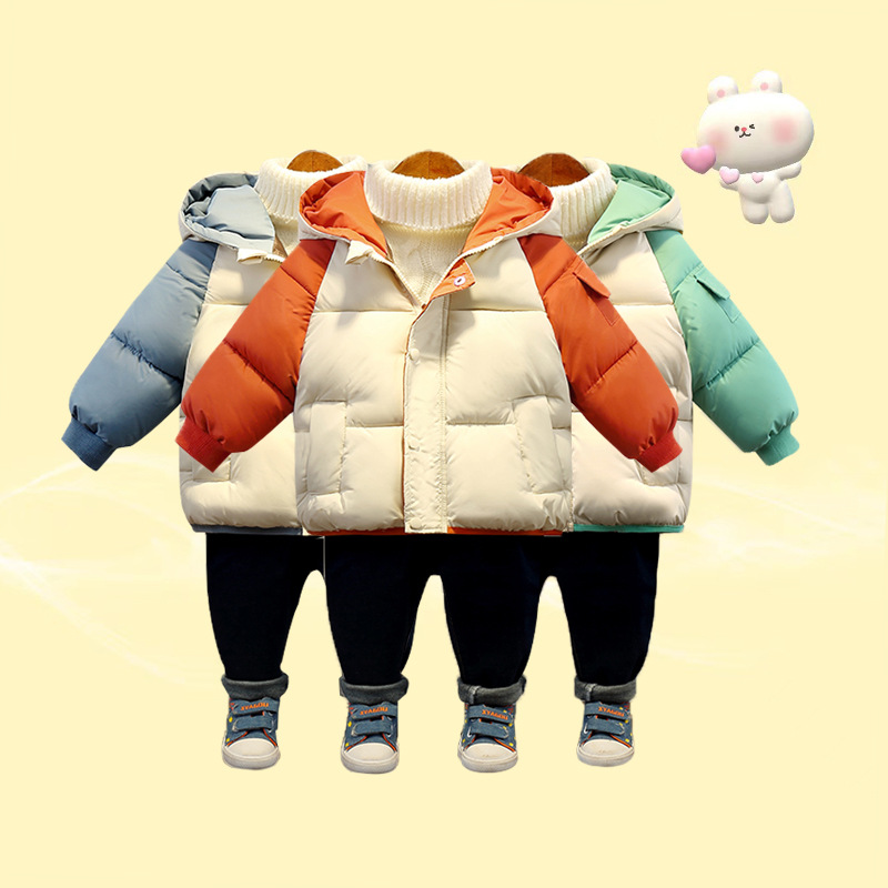 小黄鸭布咚童装保暖连帽羽绒棉服